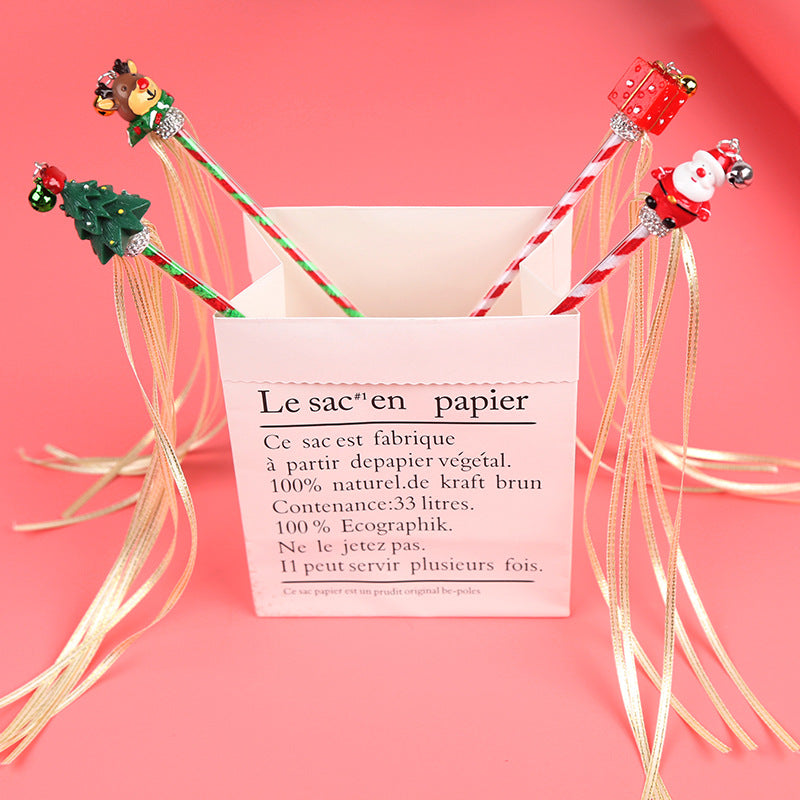 Christmas Cat Teaser Wand with Bells and Ribbons