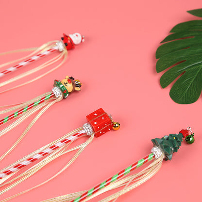 Christmas Cat Teaser Wand with Bells and Ribbons